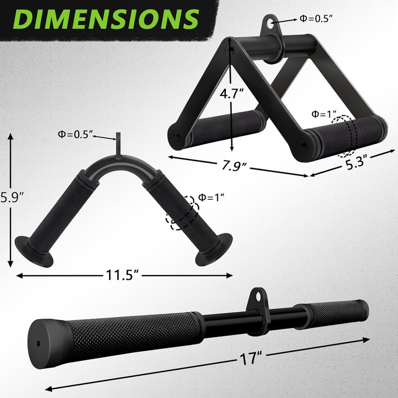Howffite Double D Row Handle Cable Attachment for Weight Workout, Steel with Non-Slip Rubber Grip (Black) - Image 2